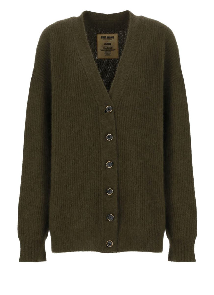 Uma-Wang-Knit-Cardigan-Army-