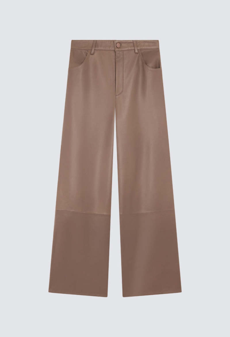 LouLou Studio Figari Leather Pants - Taupe | Garmentory