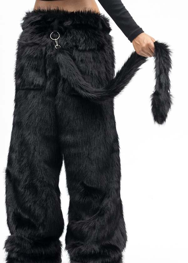 kidill FAUX-FUR DEVIL PANTS フェイクファーパンツ Kidill Faux-fur Devil Pants - Black | Garmentory