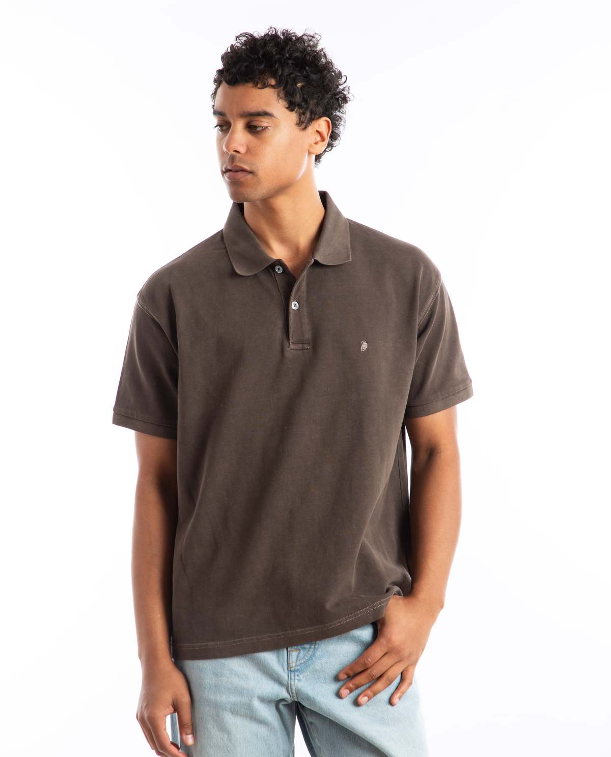 Pique Polo Pigment Dyed Brown | Garmentory