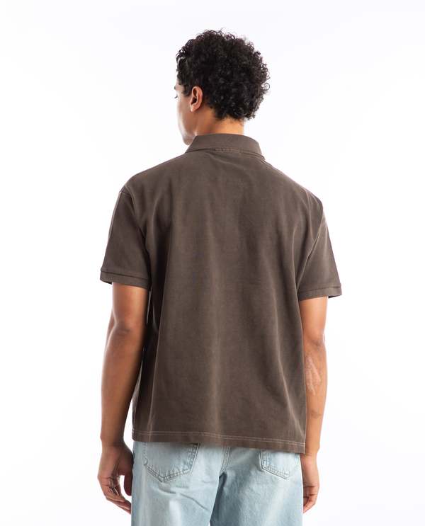 Pique Polo Pigment Dyed Brown | Garmentory