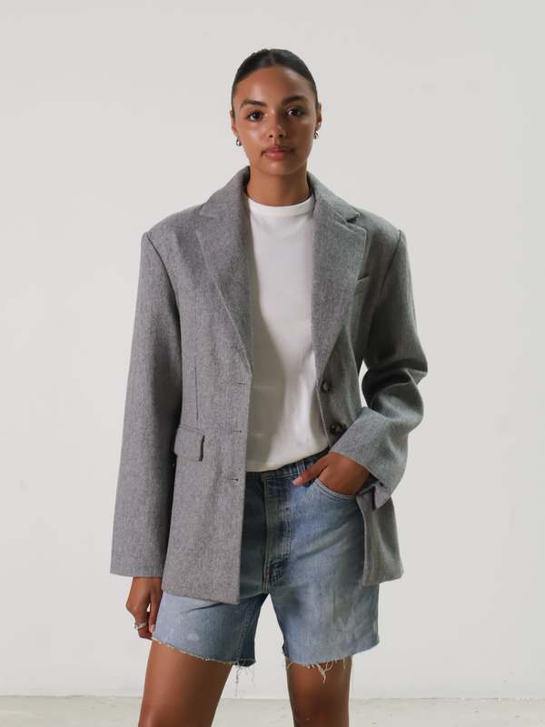 ASTR The Label Tweed Galilea Blazer - Gray