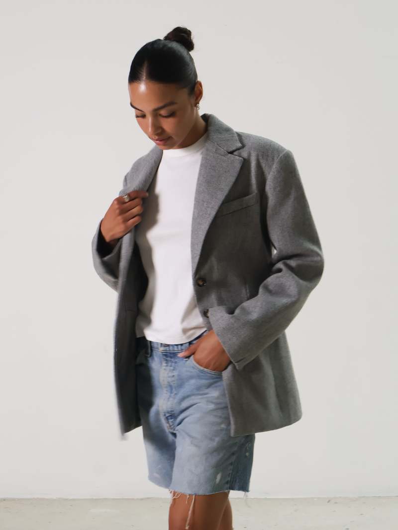 ASTR The Label Tweed Galilea Blazer - Gray