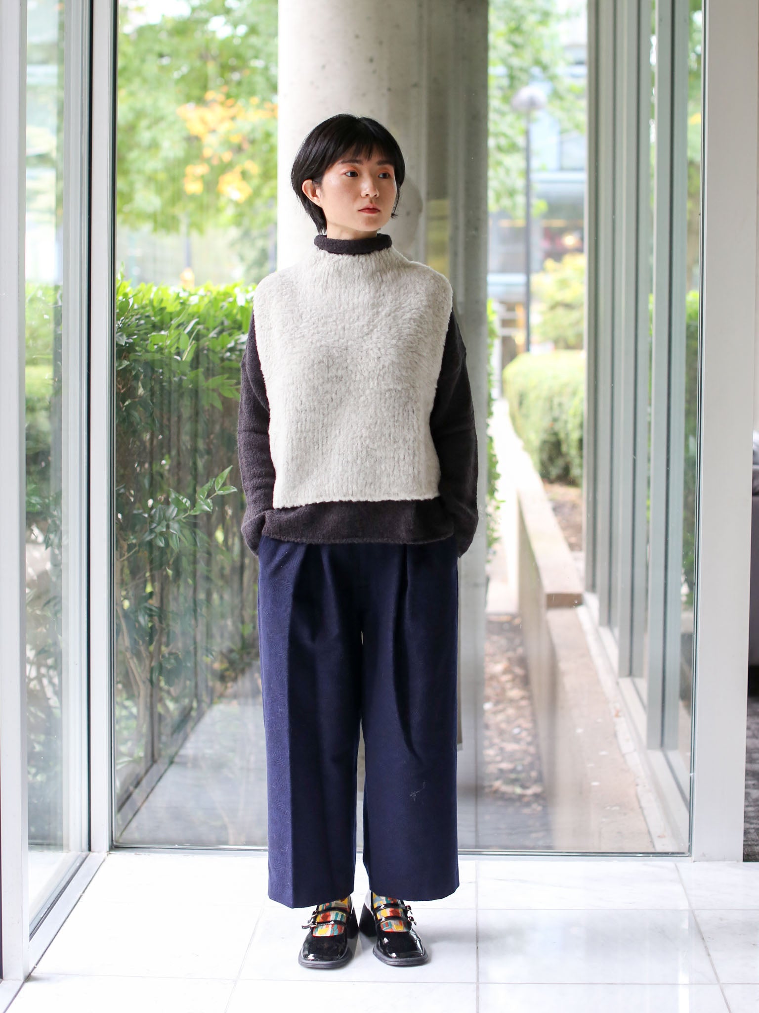 evam eva Alpaca Boa Vest - Antique White | Garmentory