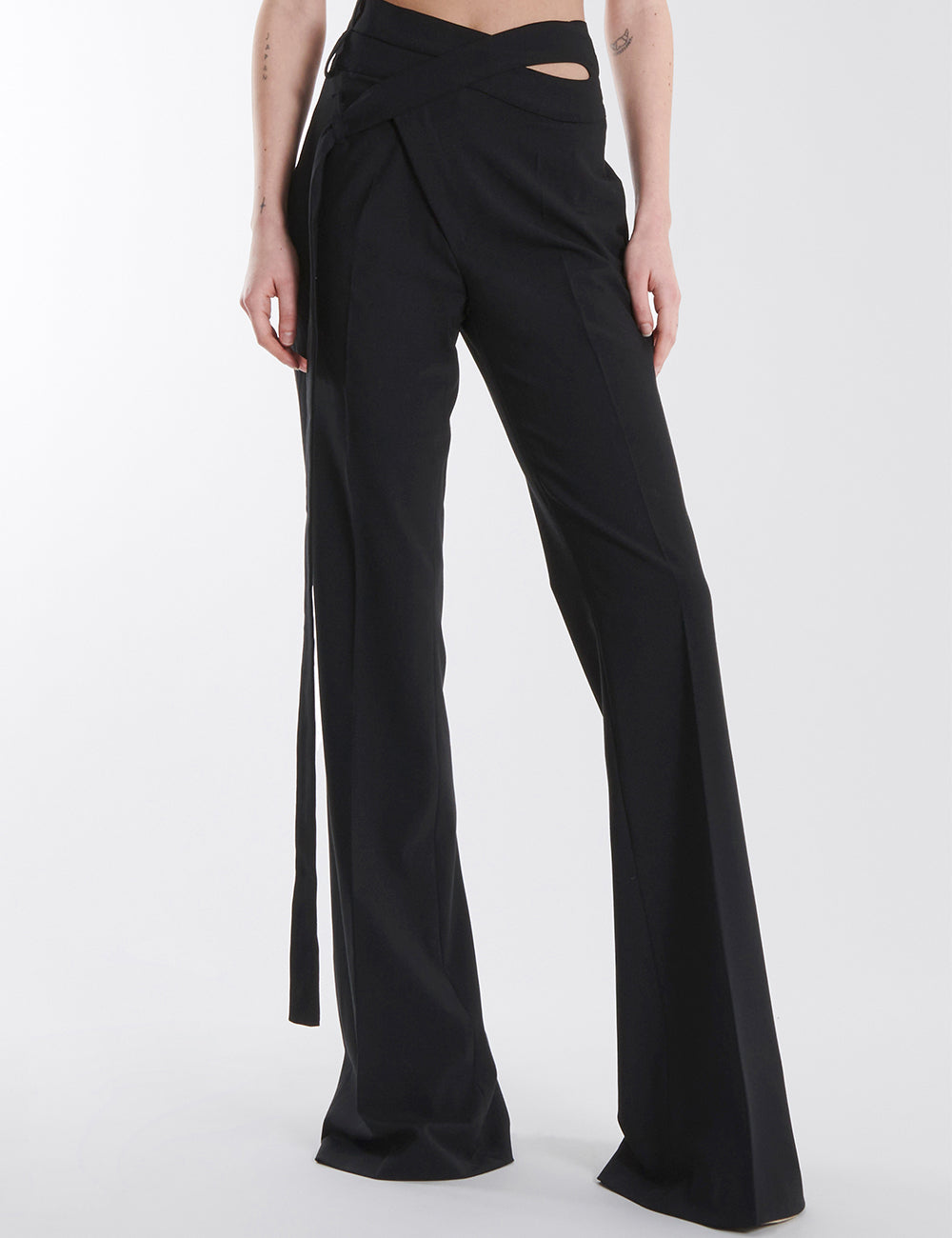 【正規店出品】OTTOLINGER FLARED WRAP SUIT PANTS BLACK Flared-Wrap-Suit-Pant-