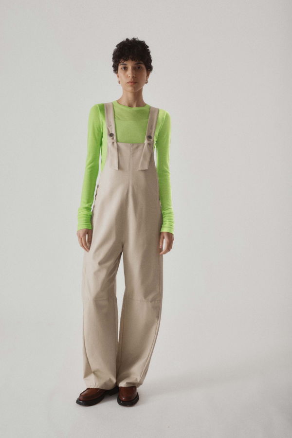 SAYAKA DAVIS NEW YORK Vegan Leather Coverall - Light Beige