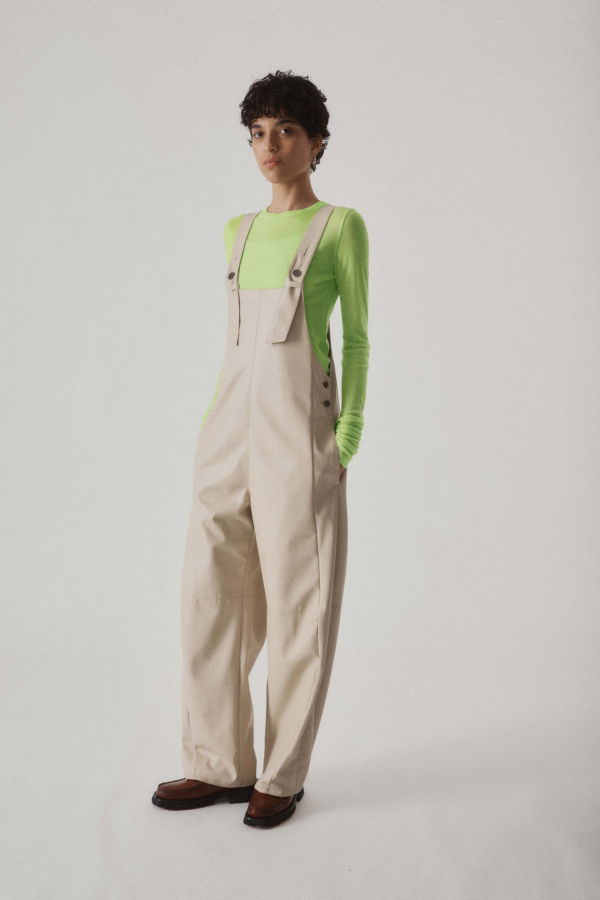 SAYAKA DAVIS NEW YORK Vegan Leather Coverall - Light Beige