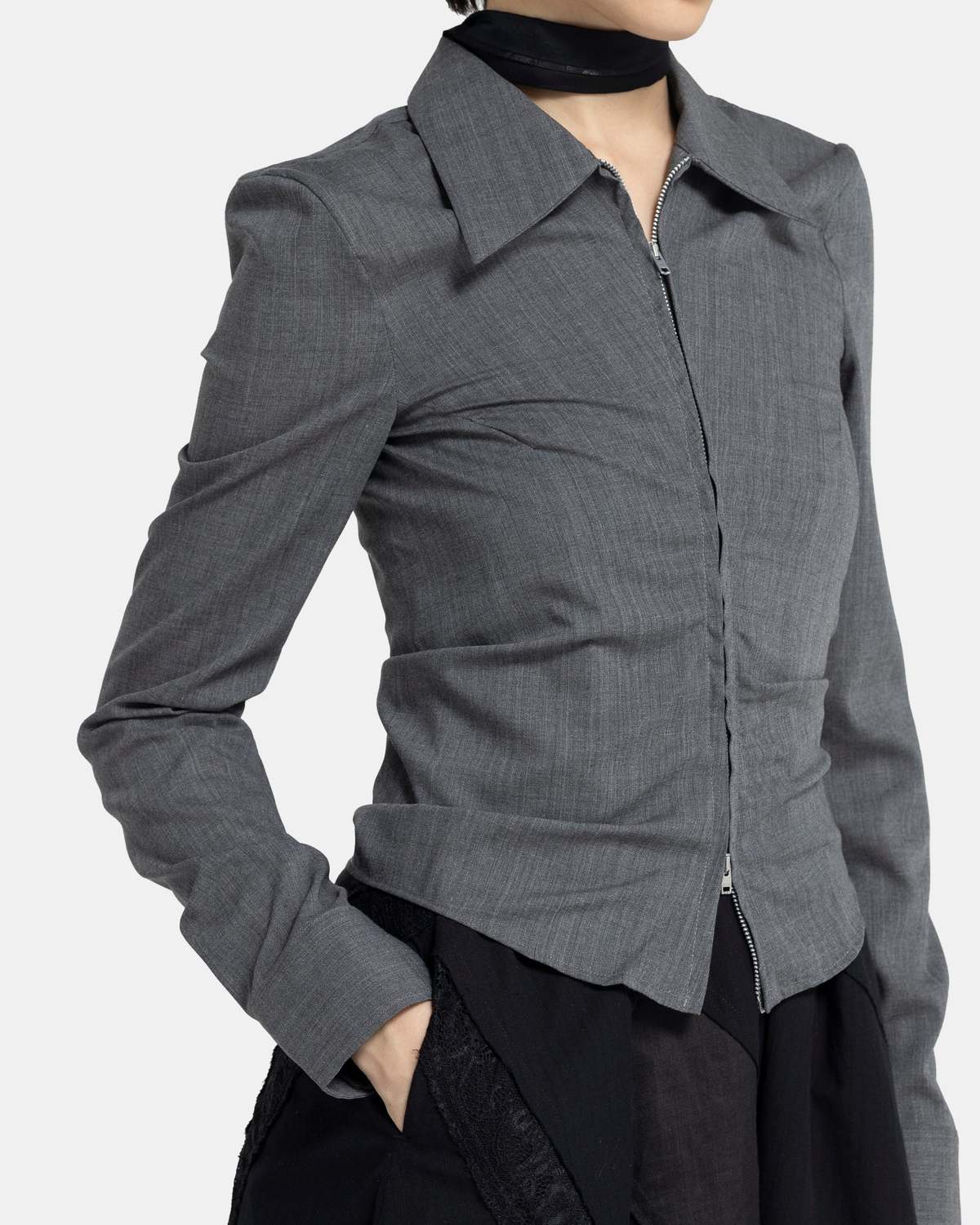 Our Legacy Slim Zip Shirt - Anthracite | Garmentory