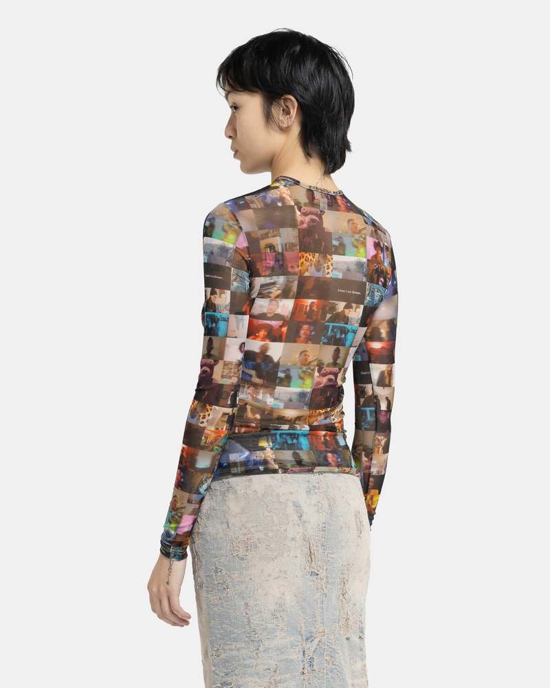 【DIESEL】t-lixy Men's Stretch tulle top with Livestream print | Multicolor