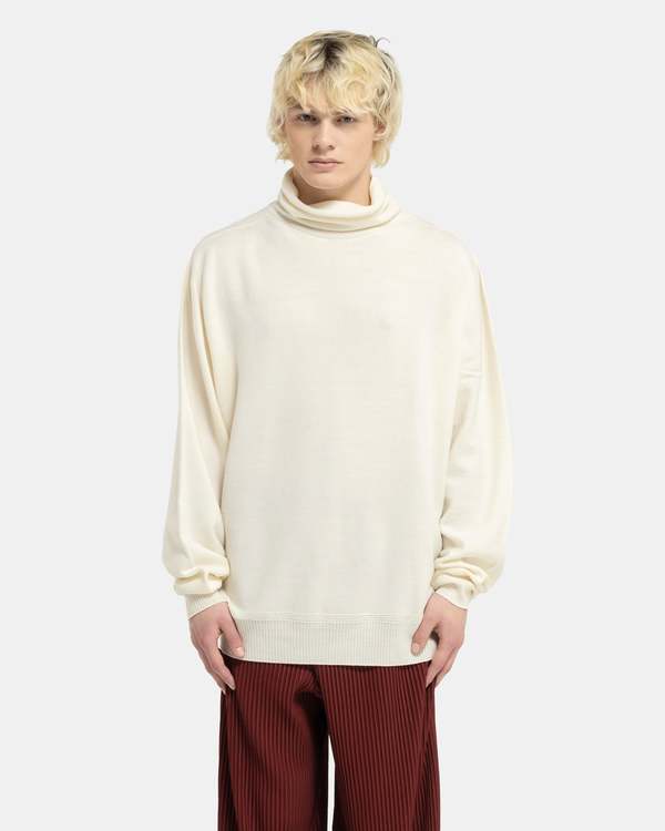 HOMME PLISSE ISSEY MIYAKE Wool Smooth Turtleneck - Ivory | Garmentory