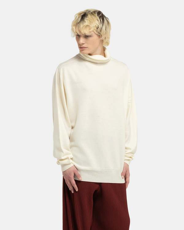 HOMME PLISSE ISSEY MIYAKE Wool Smooth Turtleneck - Ivory | Garmentory