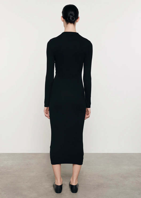 Enza Costa Silk Knit Twist Midi Dress Black Garmentory | tasweeq.om Fashion  Store
