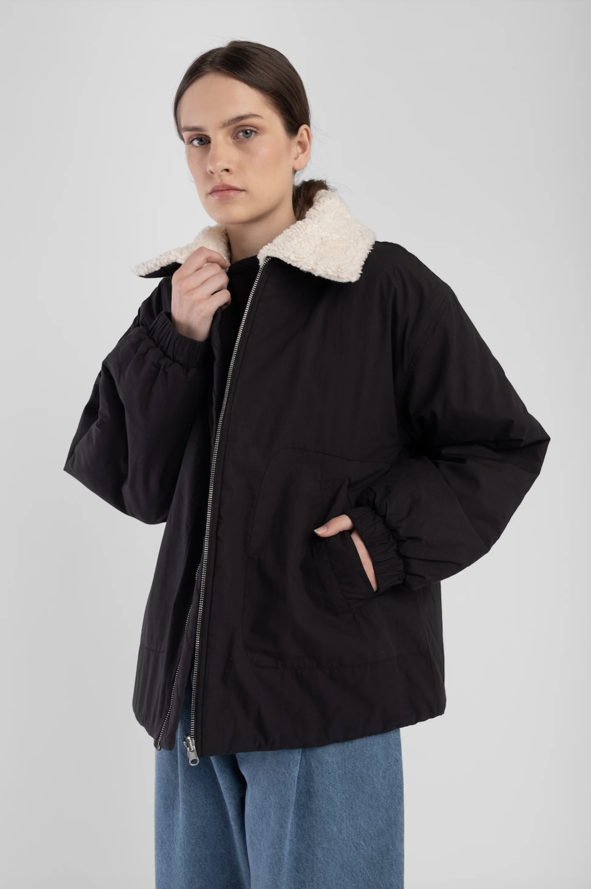 Micaela Greg Reversible Bomber - Faded Black - Image 2 of 5