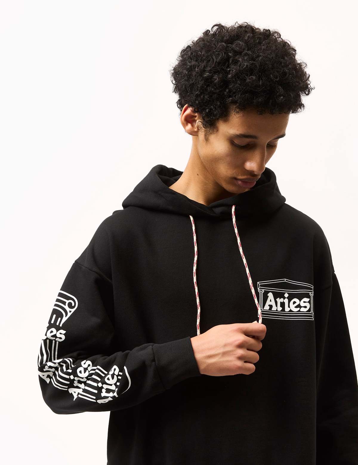 Aries Arise Column Hoodie - Black | Garmentory