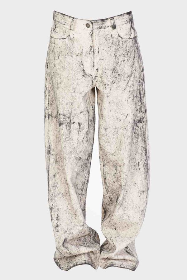 Isabel Benenato Charcoal Wash Rigid Denim - Natural