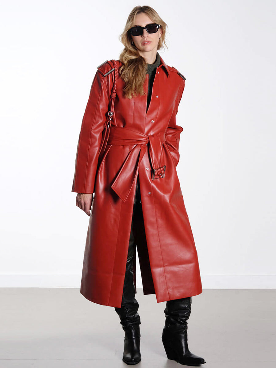STINE GOYAスティーヌゴヤ　レディース　トレンチコート　ラバー加工 Stine Goya Oversized Trench Coat - Red Ochre | Garmentory