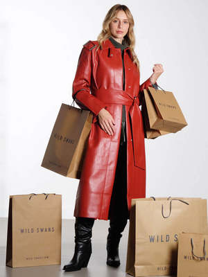 STINE GOYAスティーヌゴヤ　レディース　トレンチコート　ラバー加工 Stine Goya Oversized Trench Coat - Red Ochre | Garmentory