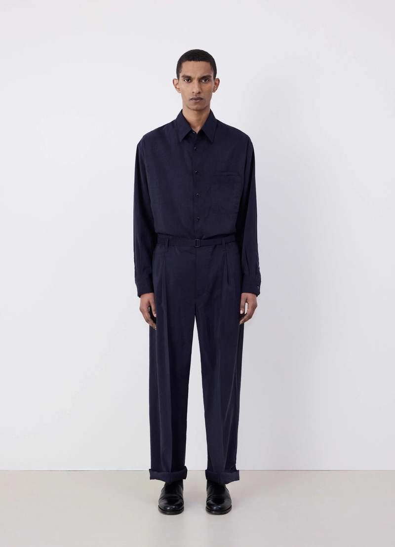 Lemaire Belted Relaxed Pants - Midnight Violet | Garmentory