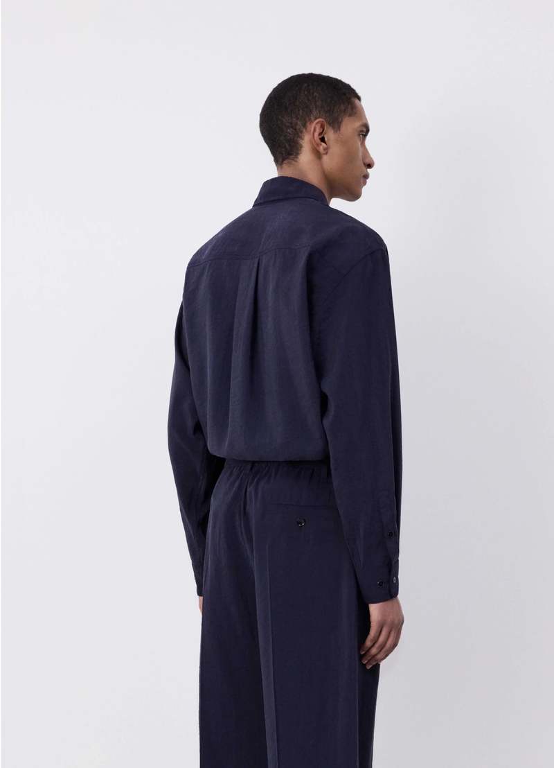Lemaire loose belted trousers サマーウール Anthracite Brown Seamless Belted Pants | LEMAIRE