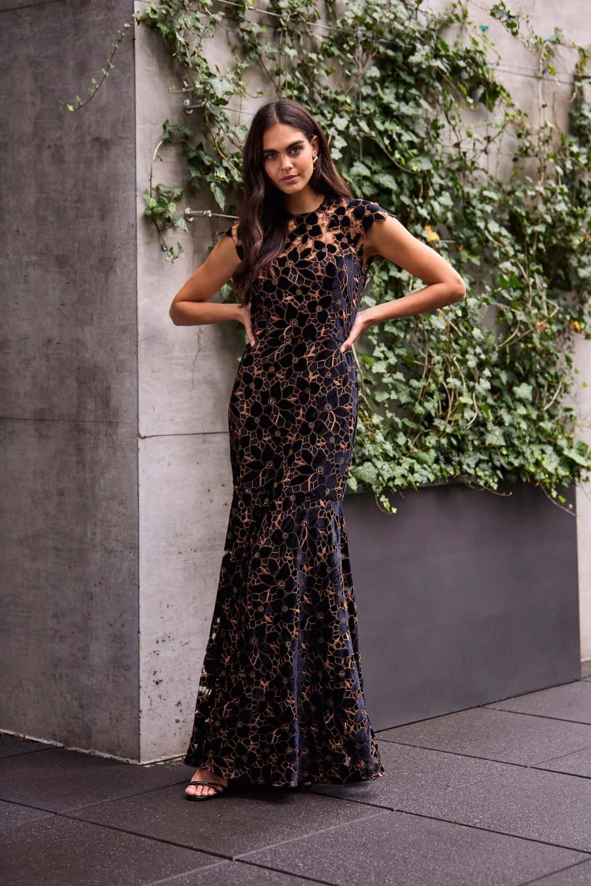 Shoshanna Kids CARLOTTA DRESS JET/BRONZE