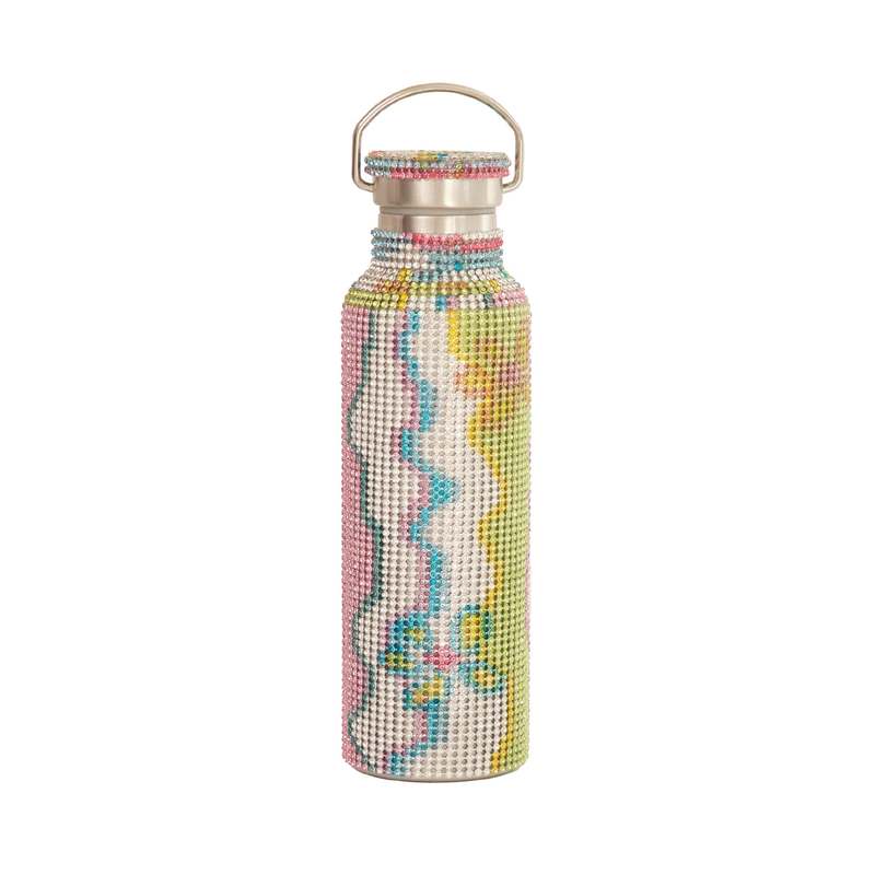Collina Strada RHINESTONE WATER BOTTLE - MULTI WAVY FLOWER Collina Strada RHINESTONE WATER BOTTLE - MULTI WAVY FLOWER