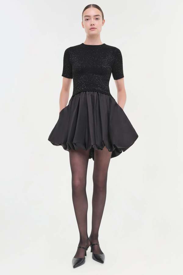 knee length dresses for ladies Simkhai Women's Beaux Tiered Mini Dress - Black main image 1