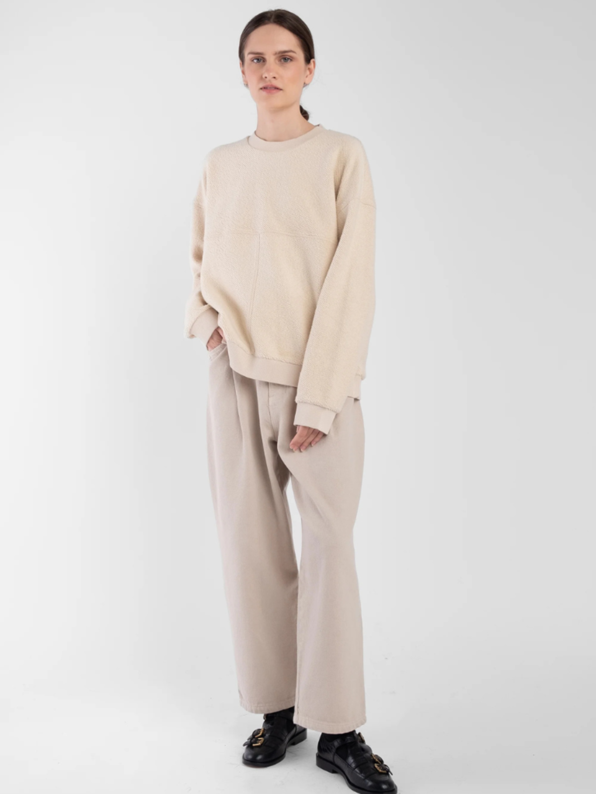 Micaela Greg Brushed Terry Sweatshirt - Cream - Image 5 of 12