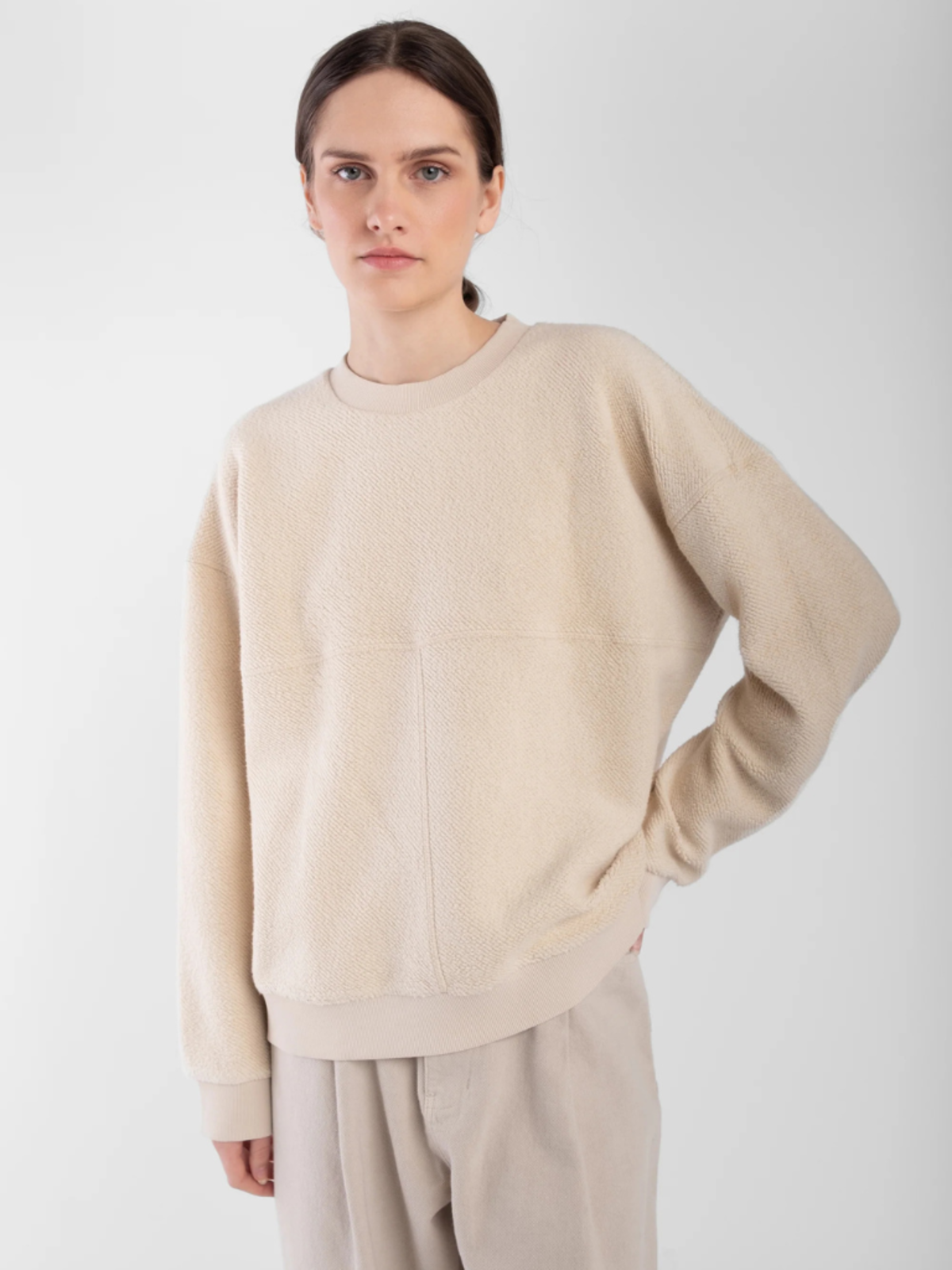 Micaela Greg Brushed Terry Sweatshirt - Cream - Image 8 of 12