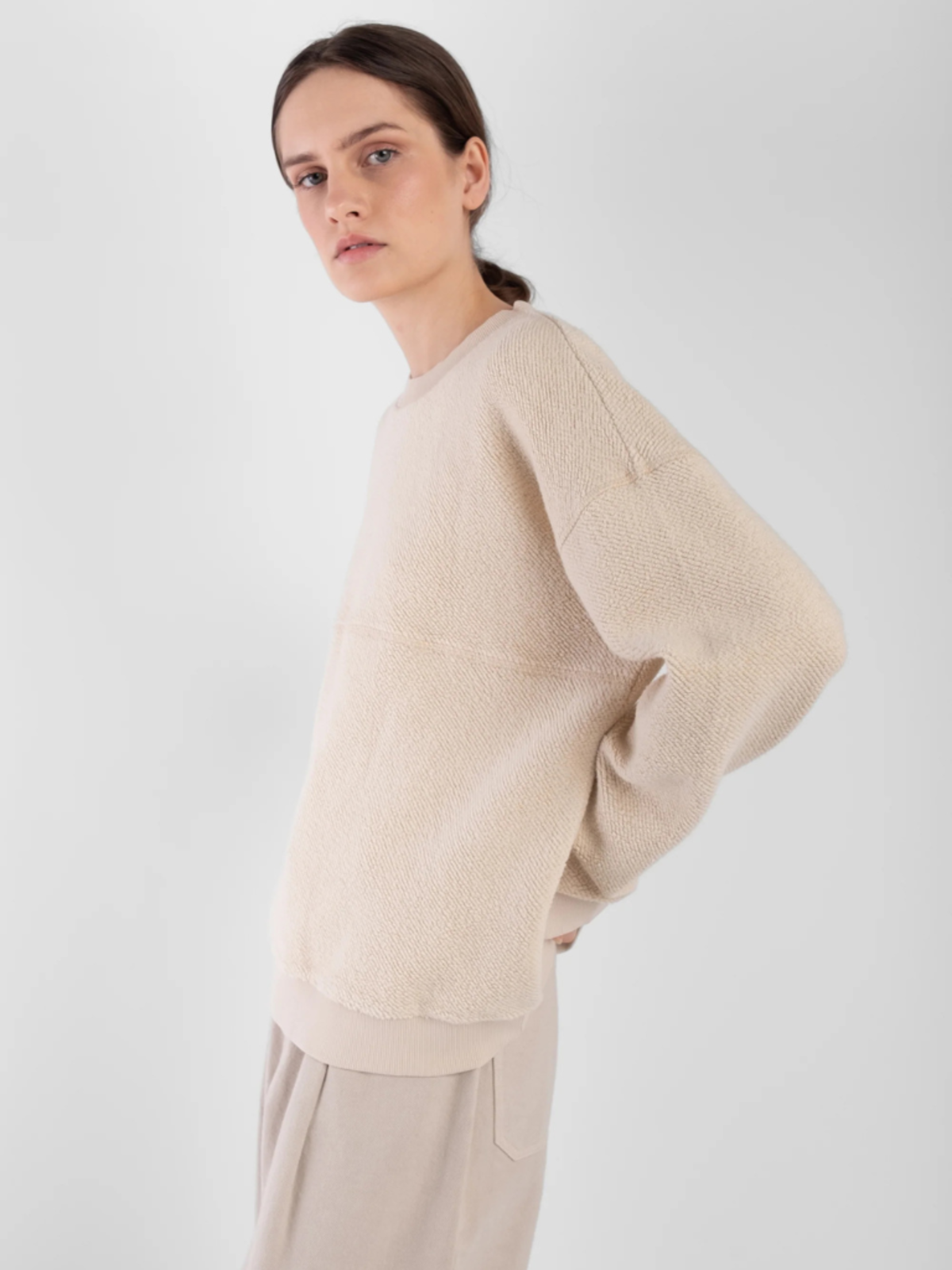 Micaela Greg Brushed Terry Sweatshirt - Cream - Image 10 of 12