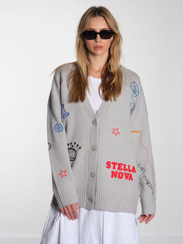 Stella Nova - Cropped Cable Cardigan In Wool Mixsh61-3400 - 517 Lilac