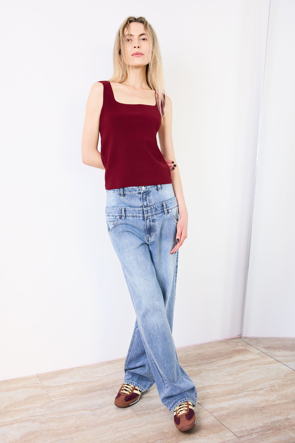 Tibi Double Waisted Slouchy Carpenter Jean Classic Blue on Garmentory