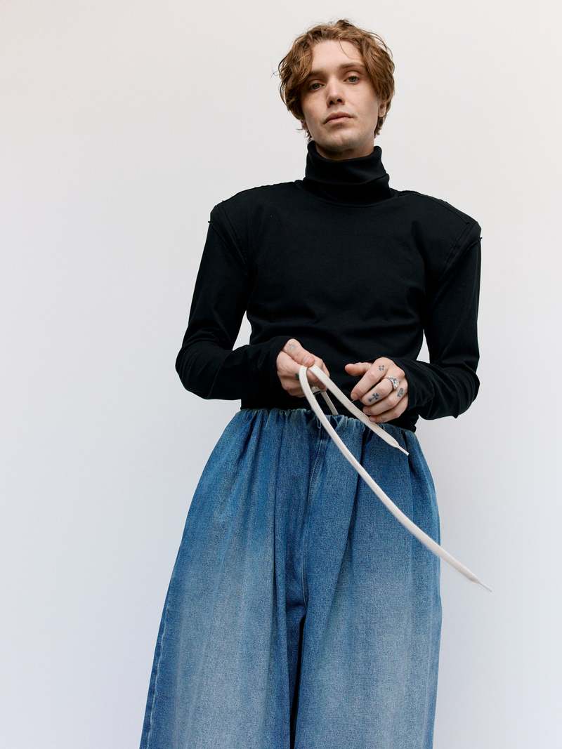 MM6 Maison Margiela Wide Leg Denim Trousers - Blue | Garmentory