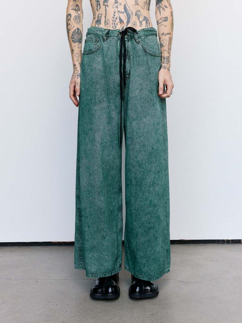 ■MM6 Maison Margiela■ Denim Pants Green Cast S62KB0120S305 MM6 Maison Margiela wide-leg Jeans | Green | FARFETCH