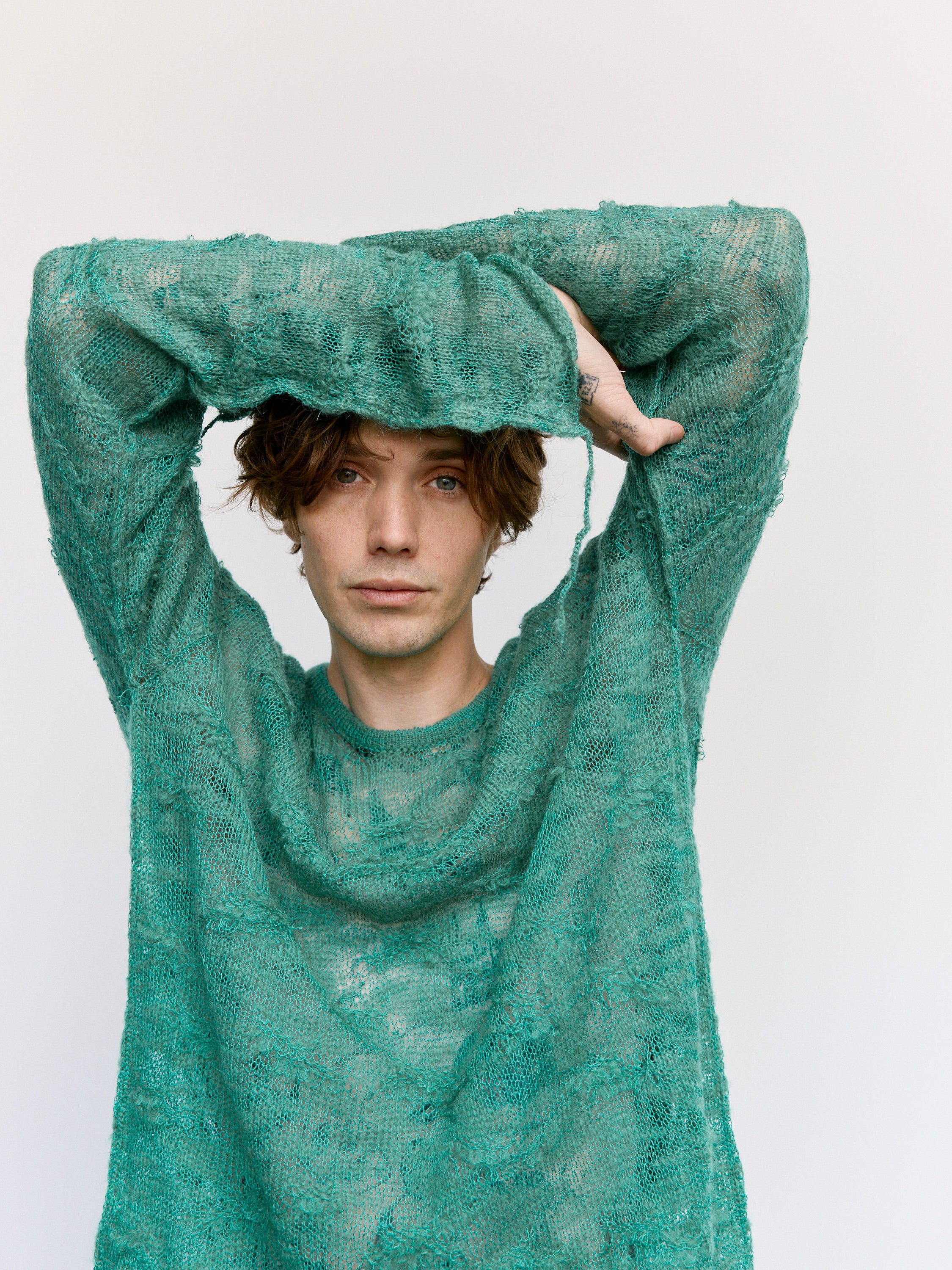 MM6 Maison Margiela Gauze Mohair Blend Loose Knit - Green
