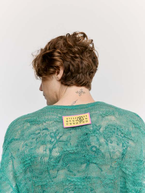 MM6 Maison Margiela Gauze Mohair Blend Loose Knit - Green