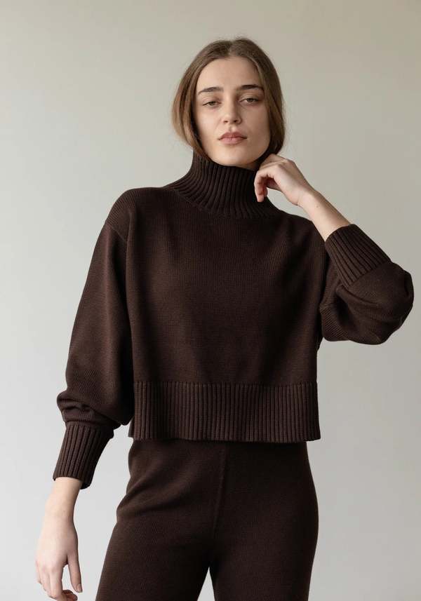 First Rite Crop Turtleneck - Walnut | Garmentory