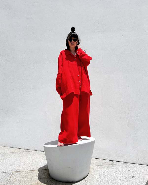 Bohme The Oxford Linen Shirt - Lucky Red Bohme The Oxford Linen Shirt - Lucky Red