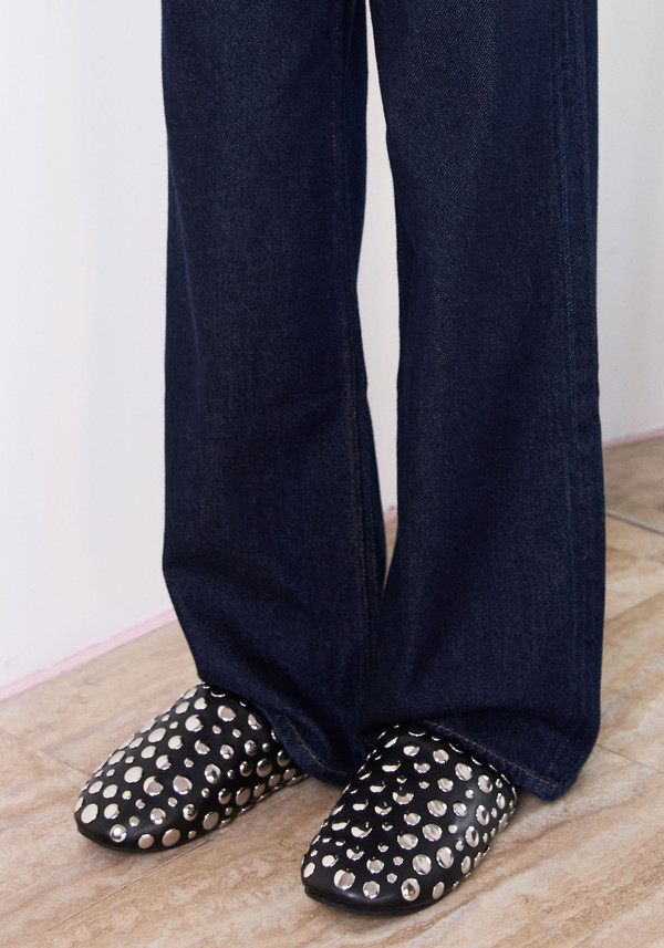 Simon Miller Studded Bubble Slipper - Black/Sliver on Garmentory