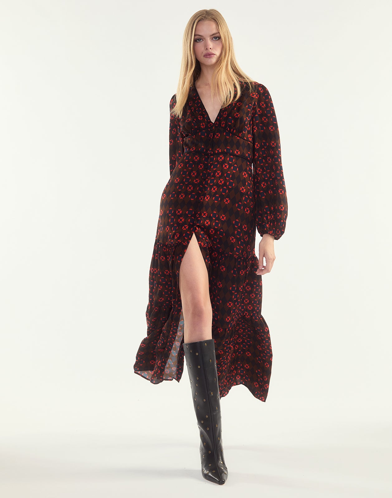 Cynthia Rowley Autumn Maxi Dress - Geometric Blue/Red | Garmentory