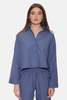 The Tile Club Chateau Twill Crop Shirt - Blue - Thumbnail 1