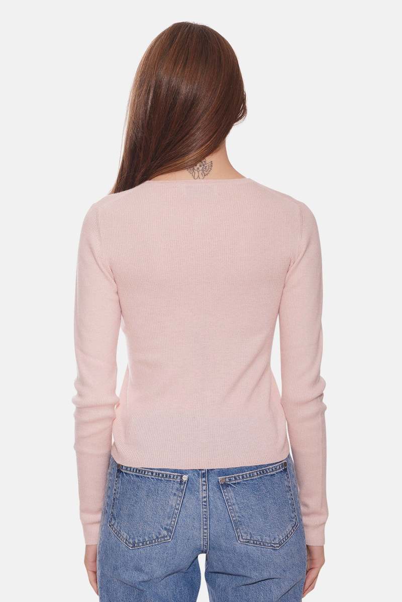 The Tile Club Sylvia Cashmere Henley Sweater - Blush