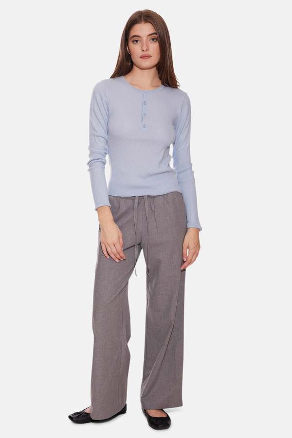 The Tile Club Sylvia Cashmere Henley Sweater - Sky