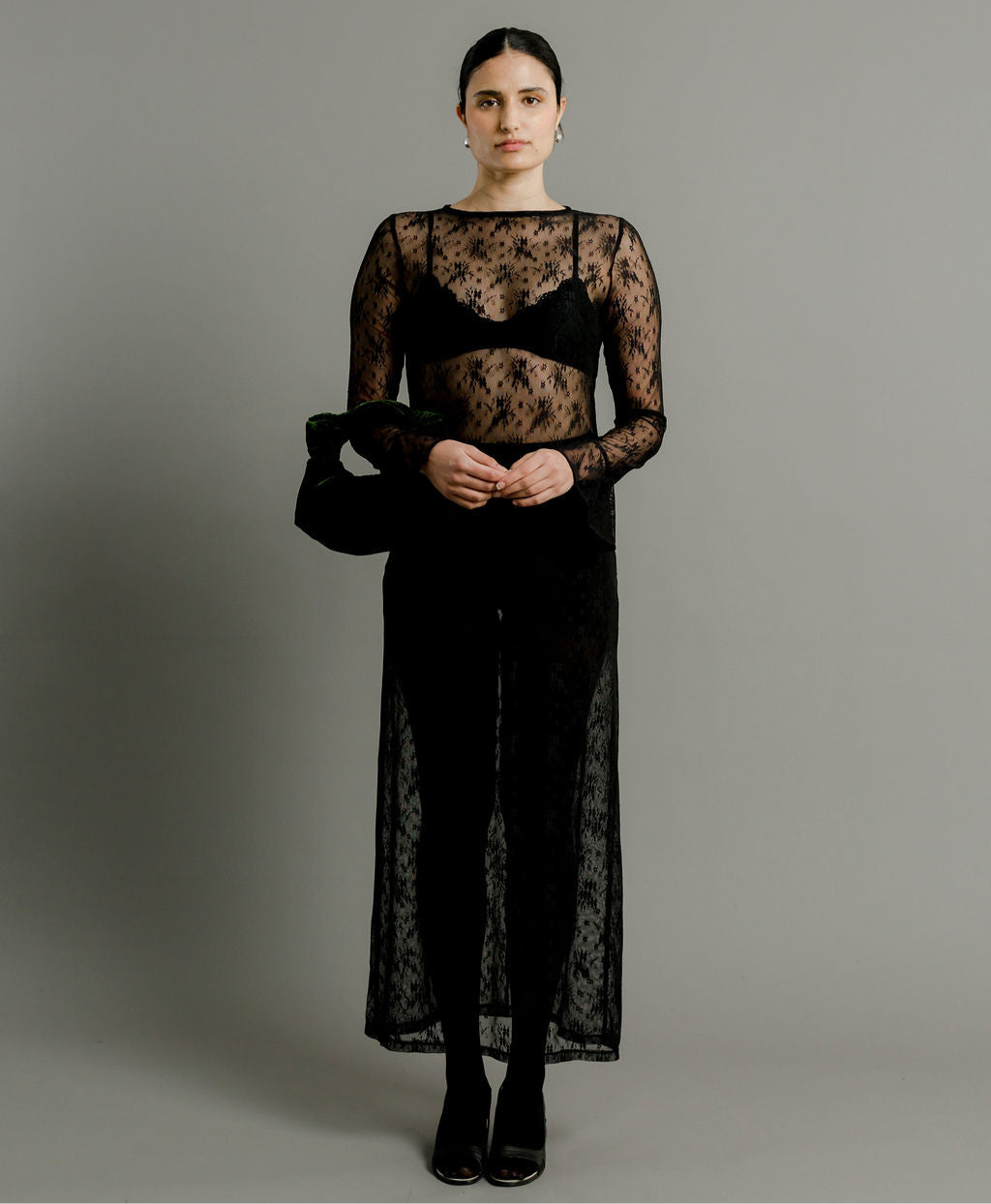 onyx black lace dress I.AM.GIA. Onyx Lace-Up Grommet Halter Neck Mini Dress