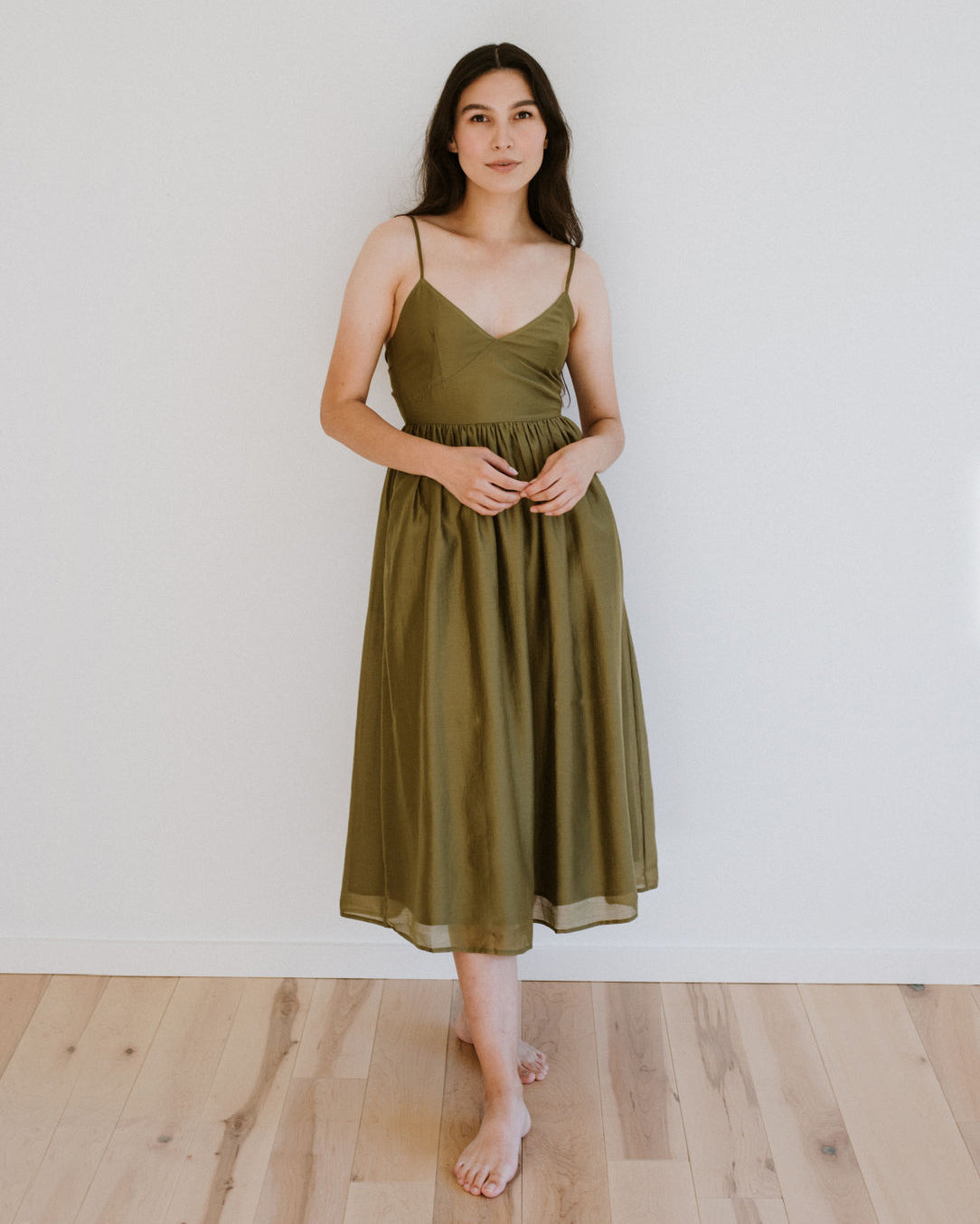 Ali Golden Tie Back Midi Dress - Bright Olive | Garmentory