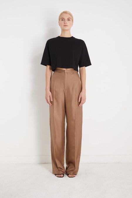 パンツ Loulou Studio Taupe Brown Alera Straight-Leg Trousers LouLou Studio Alera Straight-Leg Trousers - Taupe Brown