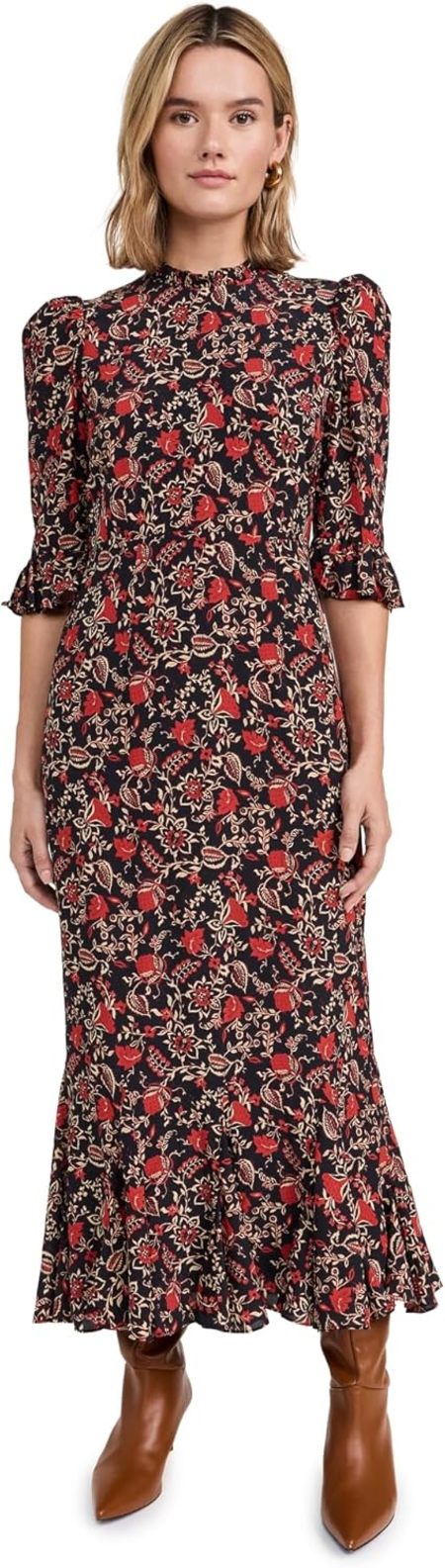 rhode resort delilah dress Rhode Resort Delilah Floral Dress M 8 Women's Printed Long Sleeve Midi NEW 23178
