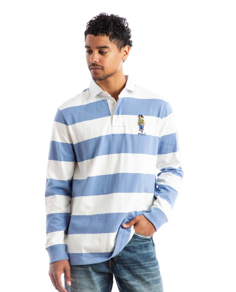 Polo Ralph Lauren Polo Bear Rugby Jersey - Light Blue/White