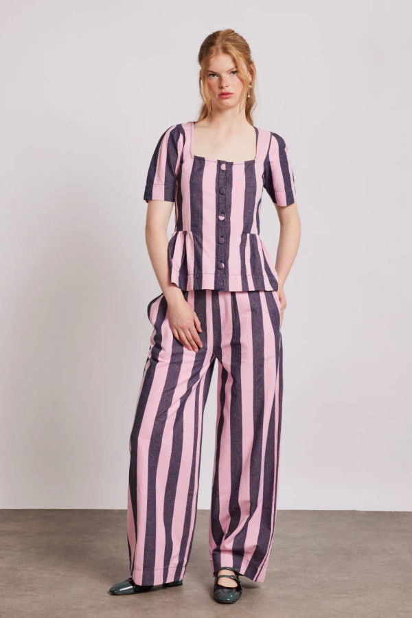 DAMSON MADDER Rafe Pants - Pink/Navy Stripe