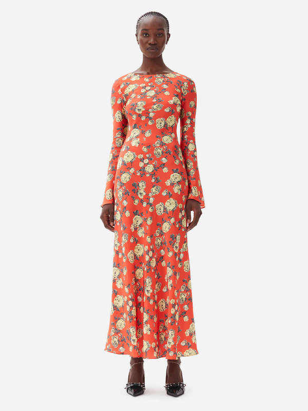 green plunge maxi dress Didem Green Plunge Neck Satin Maxi Dress