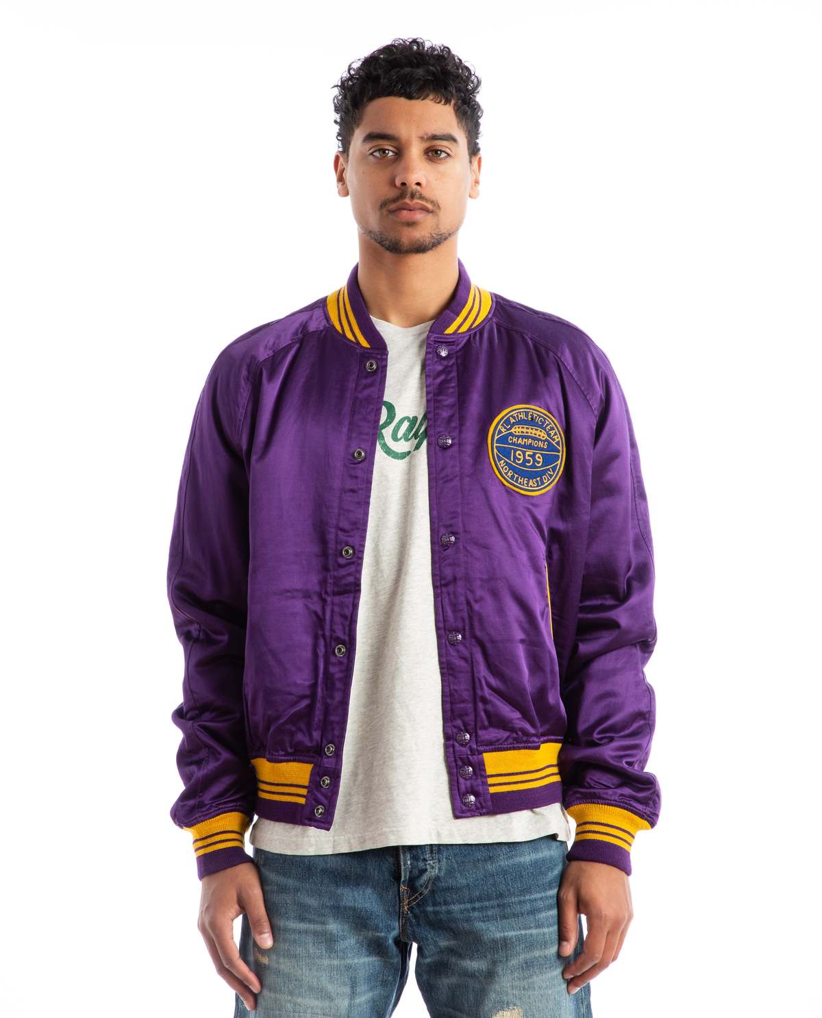 Polo Ralph Lauren Northeast Champs Satin Varsity Jacket - purple 
